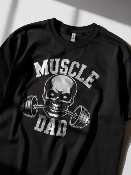Muscle Dad Graphic Gym T-Shirt for Hardcore Fitness Fathers - Image 2