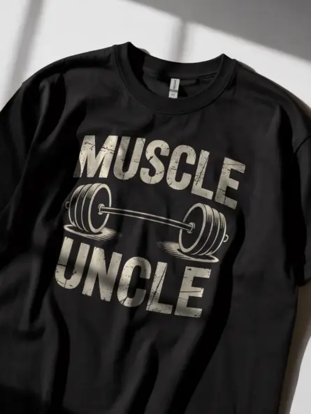 Muscle Uncle T-Shirt – Vintage Barbell Gym Tee for Fitness Lovers - Image 2