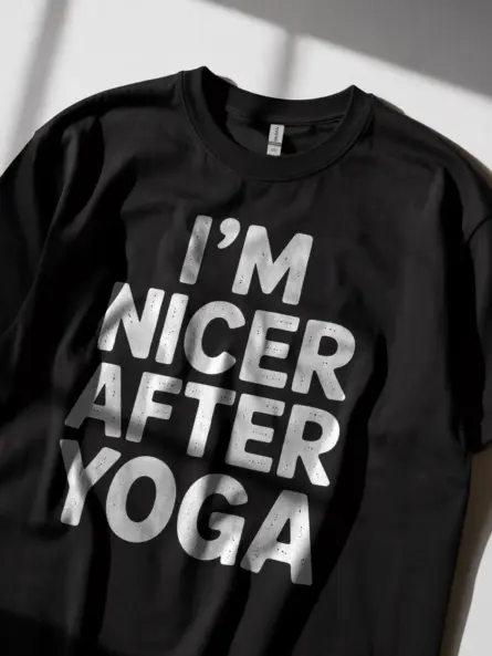 Nicer After Yoga Shirt – Funny Minimalist Self-Care Tee - Image 2