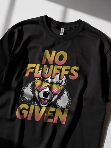 No Fluffs Given Poodle Shirt Bold and Funny Dog Mom Tee - Image 2