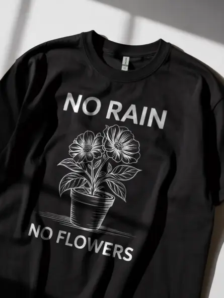 Inspirational No Rain No Flowers T-Shirt - Image 3