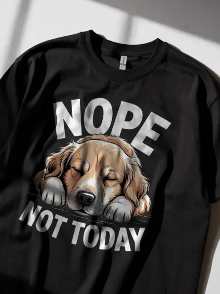 Nope Not Today Dog Shirt – Funny Lazy Golden Retriever Tee - Image 3