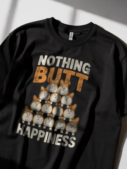 Nothing Butt Happiness Shirt – Vintage Funny Corgi Meme Tee - Image 3