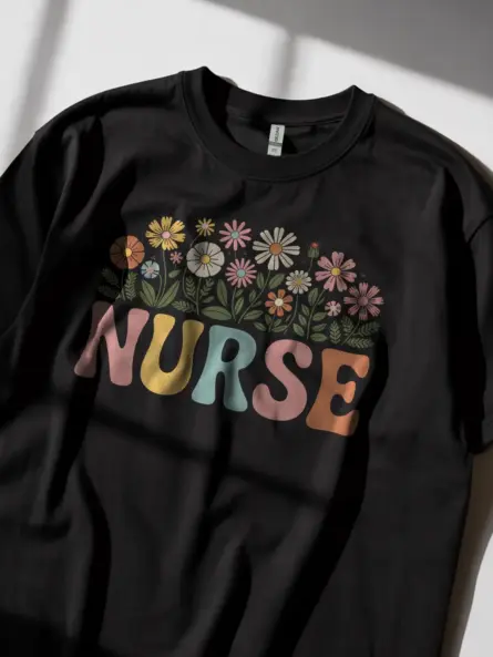 Black Lifestyle Floral Retro Nurse Shirt for Women