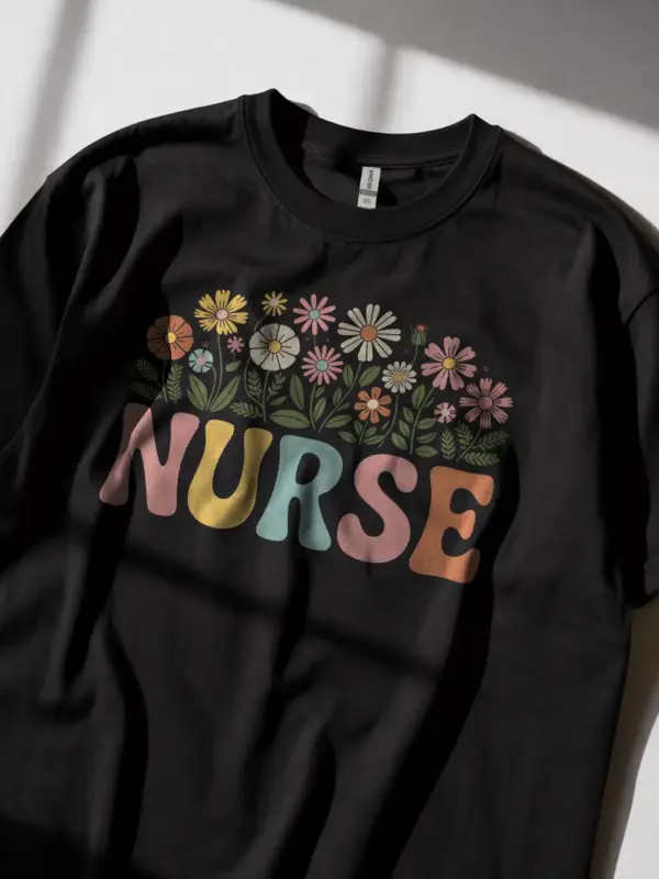 Black Lifestyle Floral Retro Nurse Shirt for Women