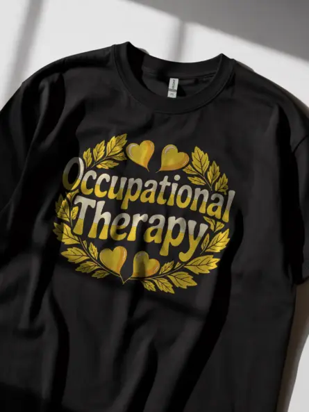 Black shirt flat lay – OT intern appreciation tee – occupational therapy student shirt