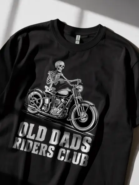 Legendary Old Biker T-Shirt – Skeleton Chopper Dad Riders Club Graphic - Image 2