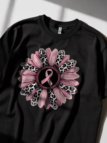 Pink Sunflower Breast Cancer Shirt – Stunning Floral Awareness Tee - Image 2