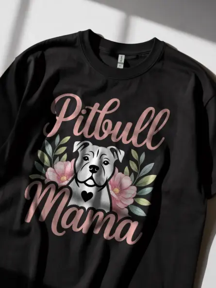 Adorable Pitbull Mama Shirt – Feminine Floral Dog Mom Gift Tee - Image 3