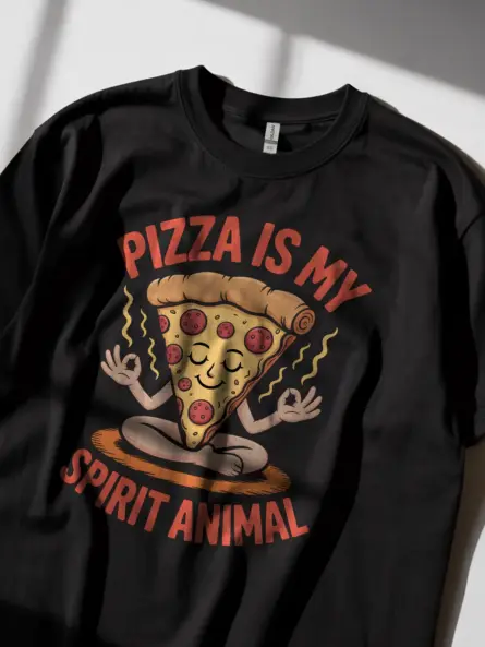 Funny Pizza Is My Spirit Animal Shirt – Quirky Zen Tee for Foodies - Image 2