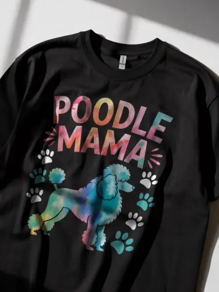 Colorful Poodle Mama Shirt – Vibrant Dog Lover Tee - Image 2