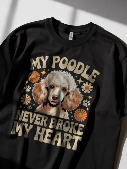 Poodle Never Broke My Heart Shirt – Vintage Groovy Dog Tee - Image 2