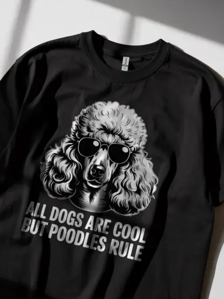 Bold Poodle Sunglasses Shirt – Funny Dog Lover Graphic Tee - Image 3