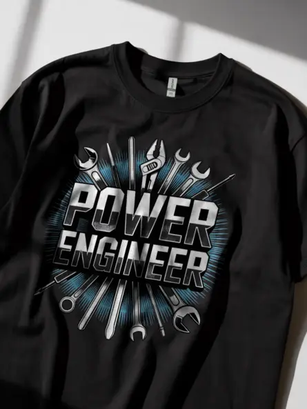 Power Engineer T-Shirt with Metallic Tools Graphic - Image 2