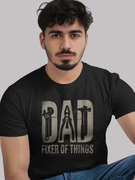 Black Shirt “Dad Fixer of Things” Funny Dad Fixer T-Shirt