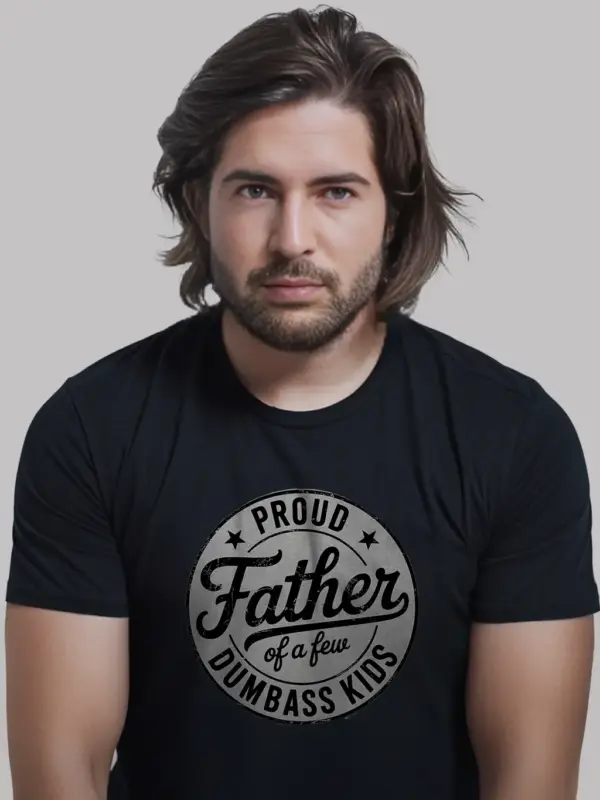 Black Proud Father of Dumbass Kids Shirt – vintage dad tee back