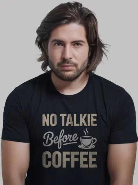 Black no talkie before coffee shirt minimalist coffee humor