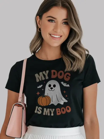 My Dog Is My Boo Halloween Ghost Dog T-Shirt - Image 3