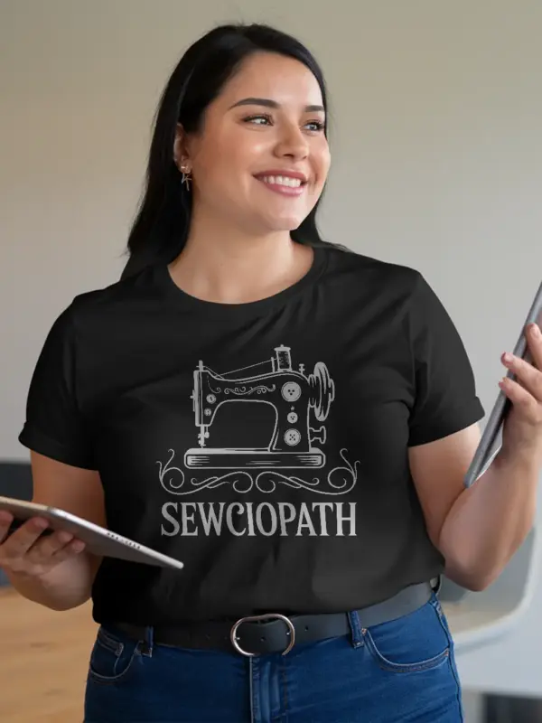 Black – SEWCIOPATH vintage design – funny sewing t-shirt