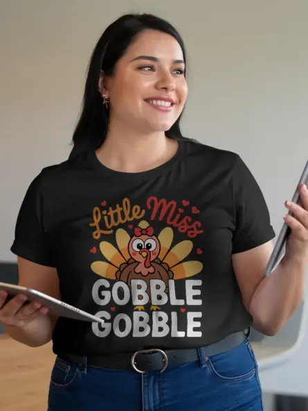 Little Miss Gobble Gobble Shirt – Adorable Thanksgiving Tee for Girls - Image 3