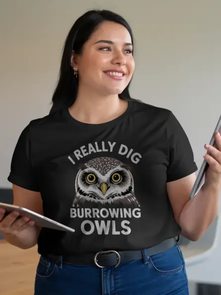 Burrowing Owl T-Shirt for Bird Lovers – I Really Dig Owls Tee - Image 3