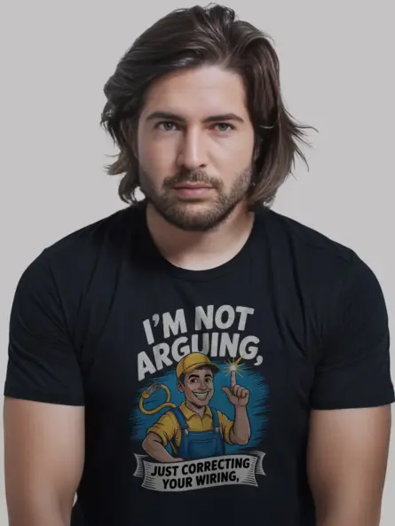 Black shirt front view I'm Not Arguing funny electrician t-shirt for men