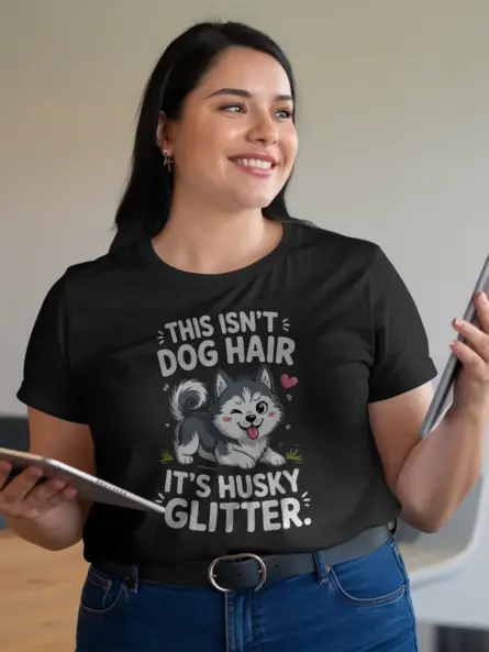 Husky Glitter Shirt – Cute Funny Dog Hair Tee for Husky Owners - Image 3