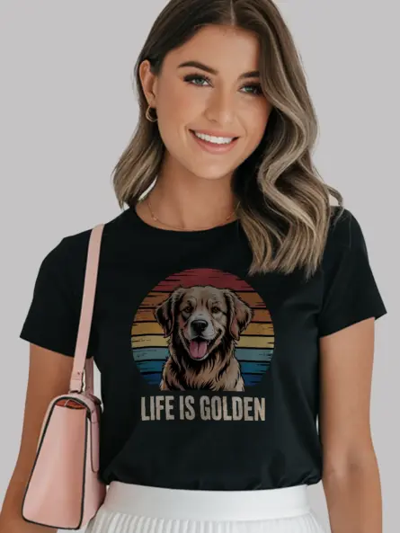 Life Is Golden Shirt – Retro Golden Retriever Tee for Dog Lovers - Image 3