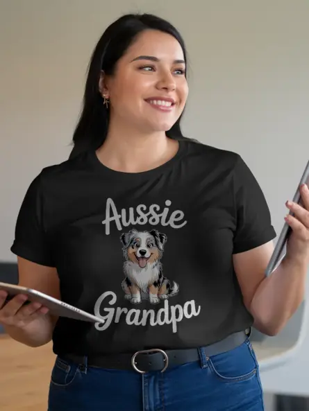 Cheerful Mini Aussie Mom Shirt – Aussie Grandpa Dog Tee - Image 2