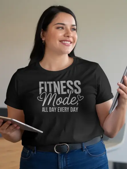 Motivational Workout T-Shirt for Women – Fitness Mode All Day Every Day - Image 3