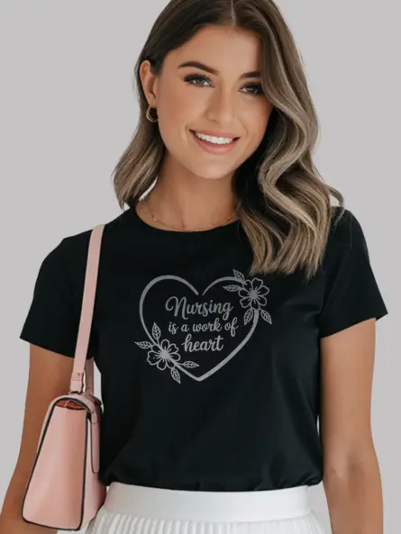 Heartfelt Nursing Is a Work of Heart T-Shirt for Women - Image 3
