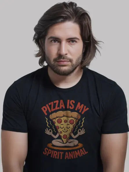 Funny Pizza Is My Spirit Animal Shirt – Quirky Zen Tee for Foodies - Image 3