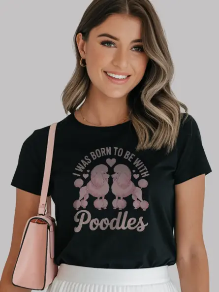 Poodle Lover T-Shirt – Elegant Watercolor Dog Mom Tee Gift - Image 6