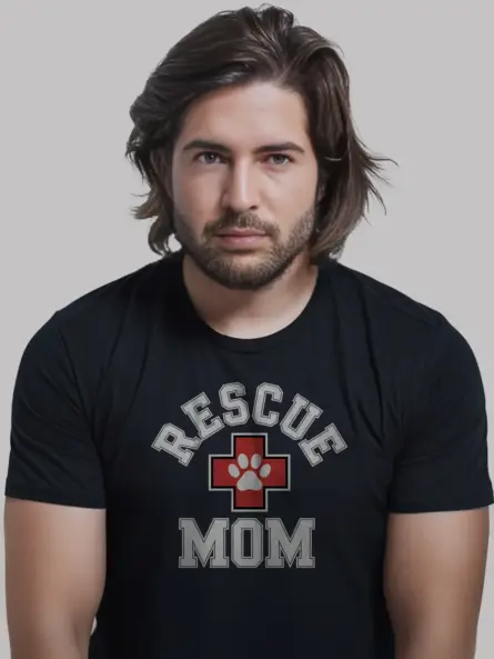 Bold Rescue Mom T-Shirt – Varsity Style Dog Lover Apparel - Image 3