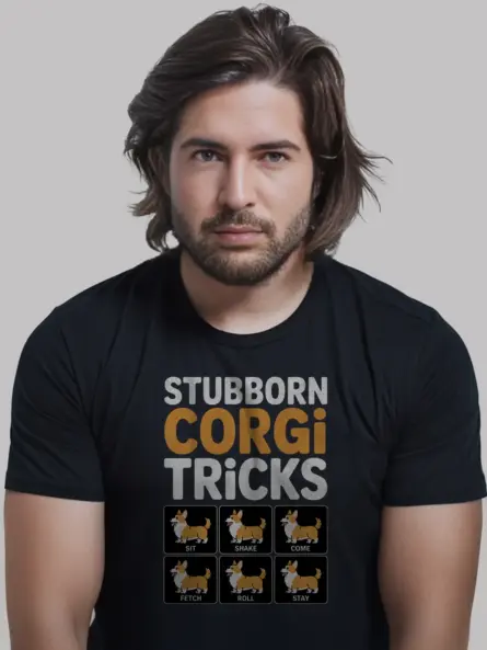 Stubborn Corgi Tricks T Shirt for Dog Lovers and Meme Fans - Image 3
