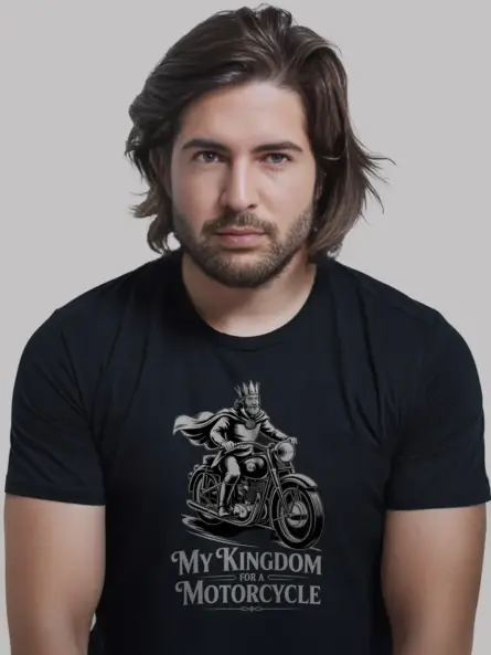 Epic Vintage Motorcycle T-Shirt – Bold “My Kingdom for a Motorcycle” Design - Image 3