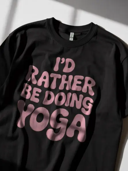 Rather Be Doing Yoga Shirt – Bold Retro Bubble Font Tee for Wellness Vibes - Image 2