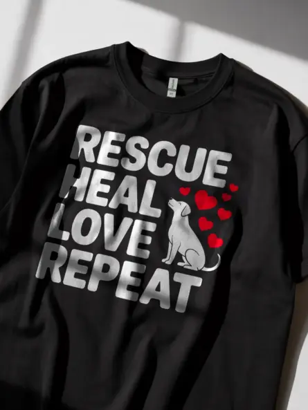 Rescue Love Repeat Shirt – Uplifting Dog Rescue Volunteer Tee - Image 2