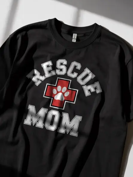 Bold Rescue Mom T-Shirt – Varsity Style Dog Lover Apparel - Image 2