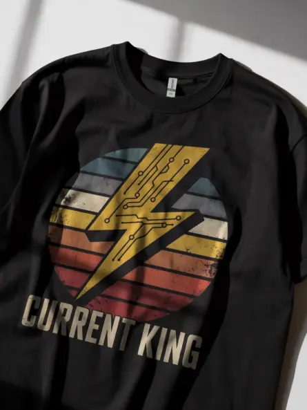 Retro Lightning Bolt Electrician T-Shirt - Image 2