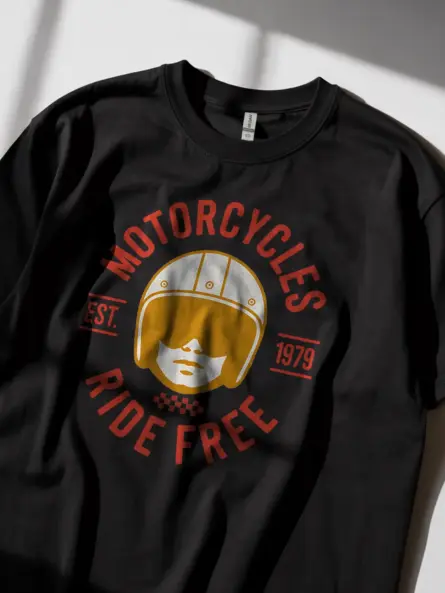Ride Free T-Shirt – Vintage Motorcycle Helmet Graphic Tee - Image 2