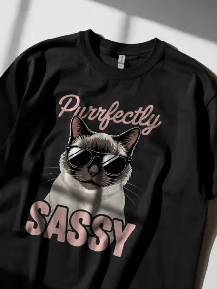 Purrfectly Sassy Cat T-Shirt for Pet Moms – Cool Siamese Tee - Image 2