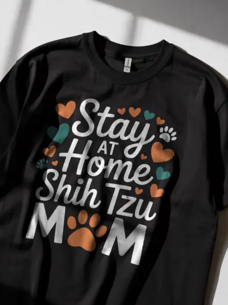 Stay at Home Dog Mom Shirt – Cute Shih Tzu Gift Tee for Pet Lovers - Image 3