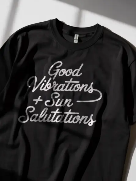 Sun Salutation T-Shirt – Good Vibrations Minimalist Yoga Tee - Image 2