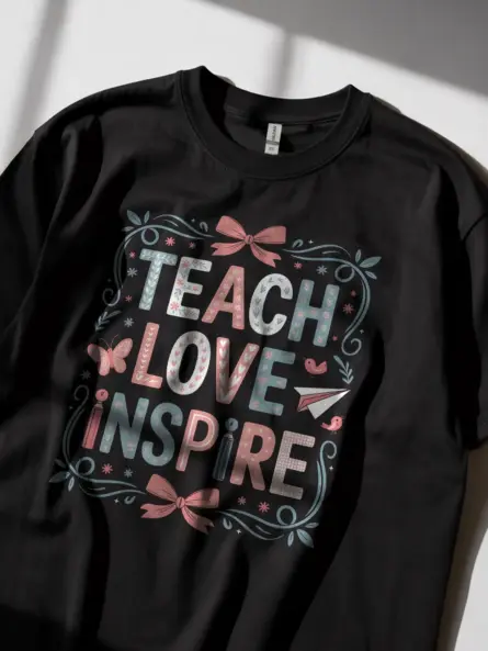 Teach Love Inspire Shirt – Uplifting Floral Teacher Gift Tee - Image 2