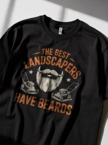 Landscaper T Shirt – Funny Beard Lawn Mowing Graphic Tee for Men - Image 5