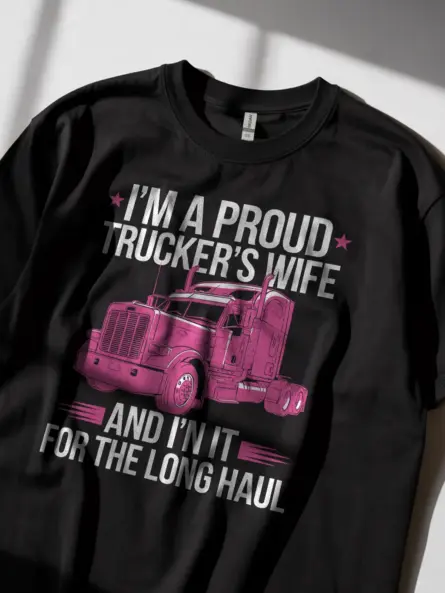 Bold Trucker Wife T-Shirt for Strong, Supportive Spouses - Image 8