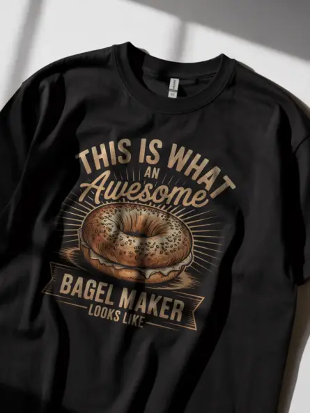Bold Vintage Bagel Maker T-Shirt for Bakers - Image 8
