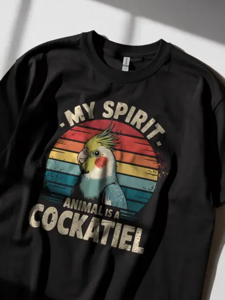 Vintage Cockatiel Spirit Animal T-Shirt - Image 2