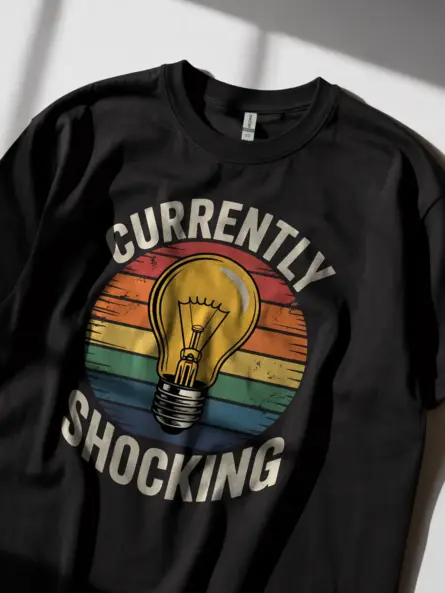 Vintage Electrician Light Bulb T-Shirt - Image 2